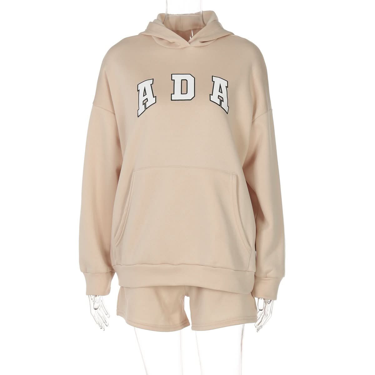 ADA Collegiate Comfort: Women's Oversized Hoodie & Shorts Lounge Set – Perfect for Fall!