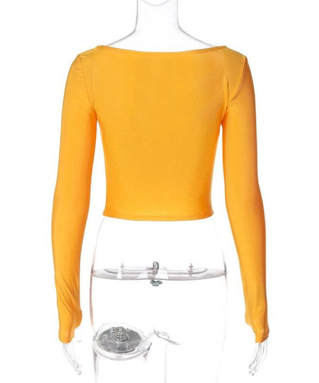 Chic Fall Essential: Black Wrap V-Neck Long Sleeve Crop Top with Thumbholes