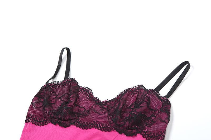 “Sultry Siren” Black Lace Mesh Sweetheart Cami & Flare Pant Set | Halloween & Fall Nights