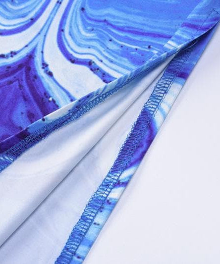 Effortless Chic Blue Marble Swirl Halter Maxi Dress – Your Go-To for Vacations & Glam Getaways