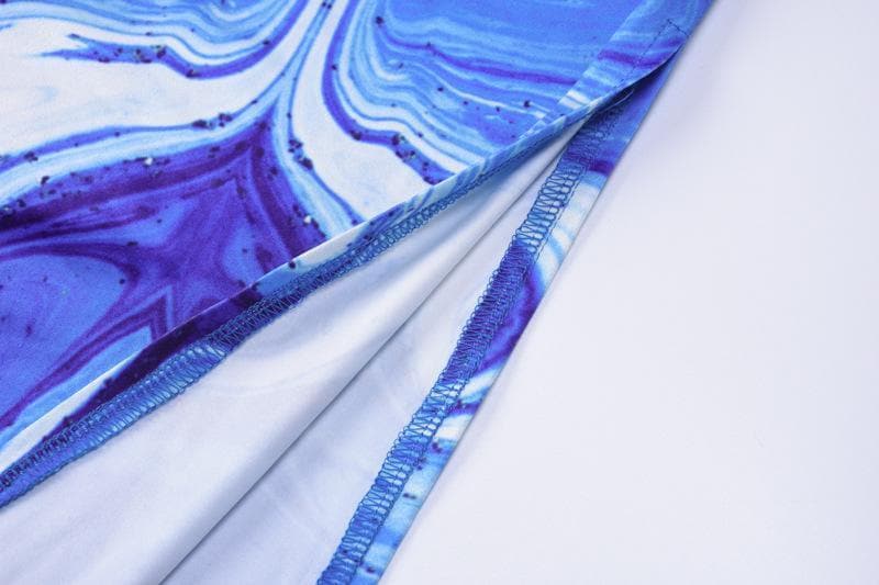 Effortless Chic Blue Marble Swirl Halter Maxi Dress – Your Go-To for Vacations & Glam Getaways