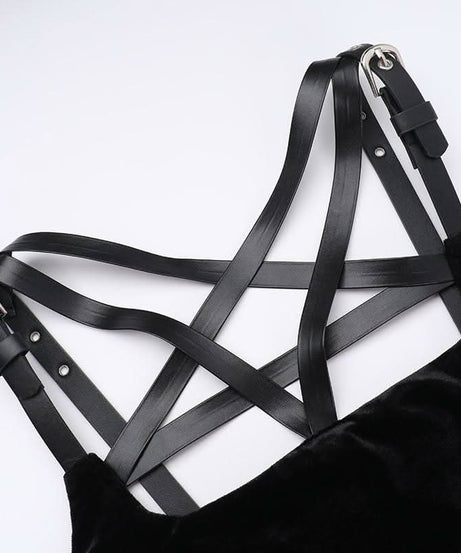 Midnight Velvet Maxi Dress with Star-Strap Neckline & High Slit - Fall & Holiday Party Glamour