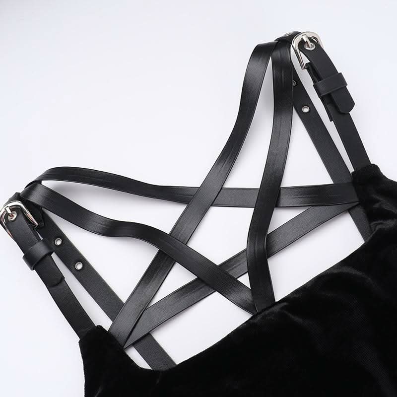 Midnight Velvet Maxi Dress with Star-Strap Neckline & High Slit - Fall & Holiday Party Glamour