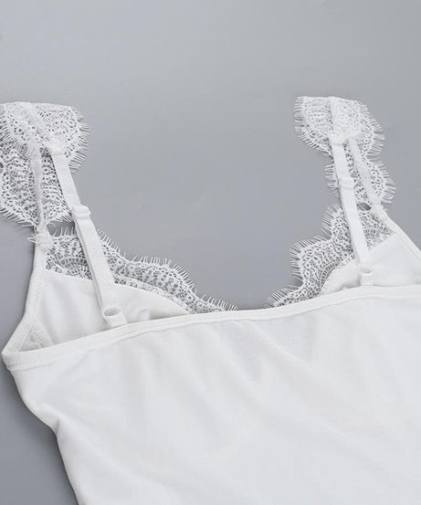 Gothic Romance Lace Trim Bustier Cami Top - Fall V-Neck Tank for Edgy Chic