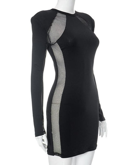Head-Turning Fishnet Mesh Long Sleeve Bodycon Mini Dress – Your Essential Fall & Party Season Statement Piece