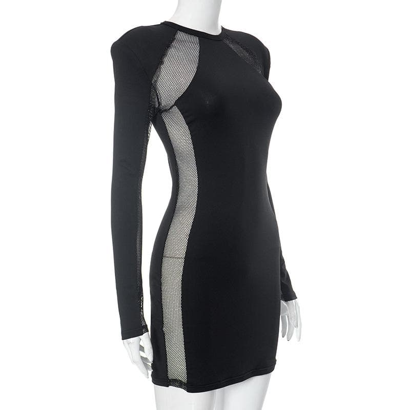 Head-Turning Fishnet Mesh Long Sleeve Bodycon Mini Dress – Your Essential Fall & Party Season Statement Piece