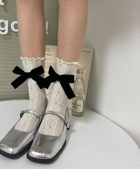 Coquette Chic Lace Ruffle Ankle Socks with Velvet Bows | Fall Fashion Trend