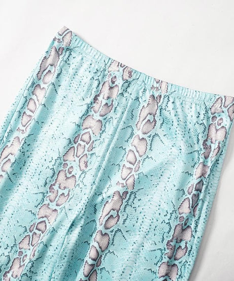 Effortless Chic Teal Snakeskin Off-Shoulder Co-ord Set - Fall & Holiday Ready
