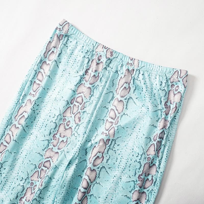 Effortless Chic Teal Snakeskin Off-Shoulder Co-ord Set - Fall & Holiday Ready