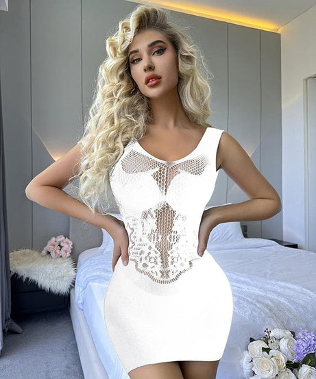 Sultry Black Sheer Lace Bodycon Mini Dress – Fall Party & Halloween Glam