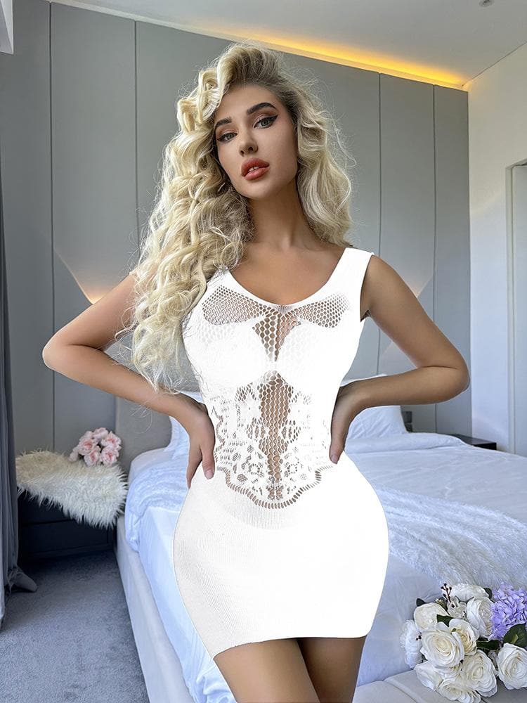 Sultry Black Sheer Lace Bodycon Mini Dress – Fall Party & Halloween Glam