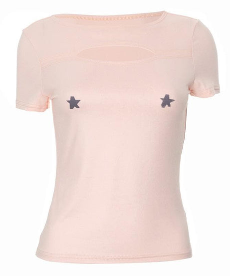 Star Struck Cutout Crop Top | Y2K Celestial Tee for Fall Nights & Halloween Fun
