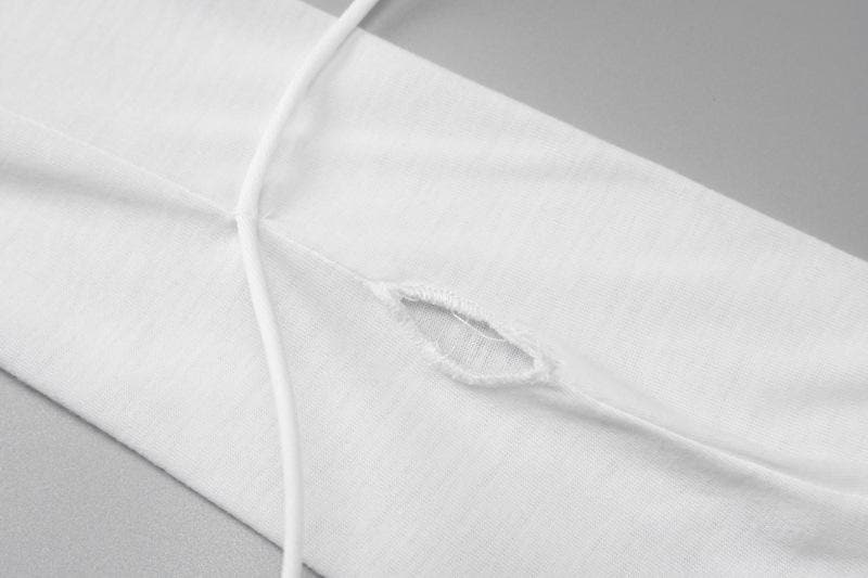 Sleek White Mock Neck Bodycon Mini Dress | Adjustable Drawstring Details for Fall Nights