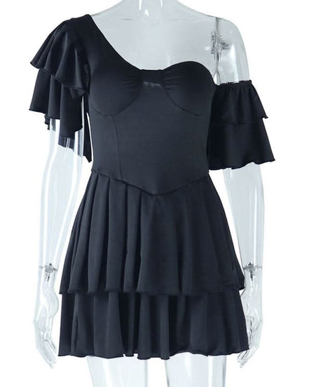 Dreamy White One-Shoulder Ruffle Mini Dress - Fall Party & Vacation Perfect