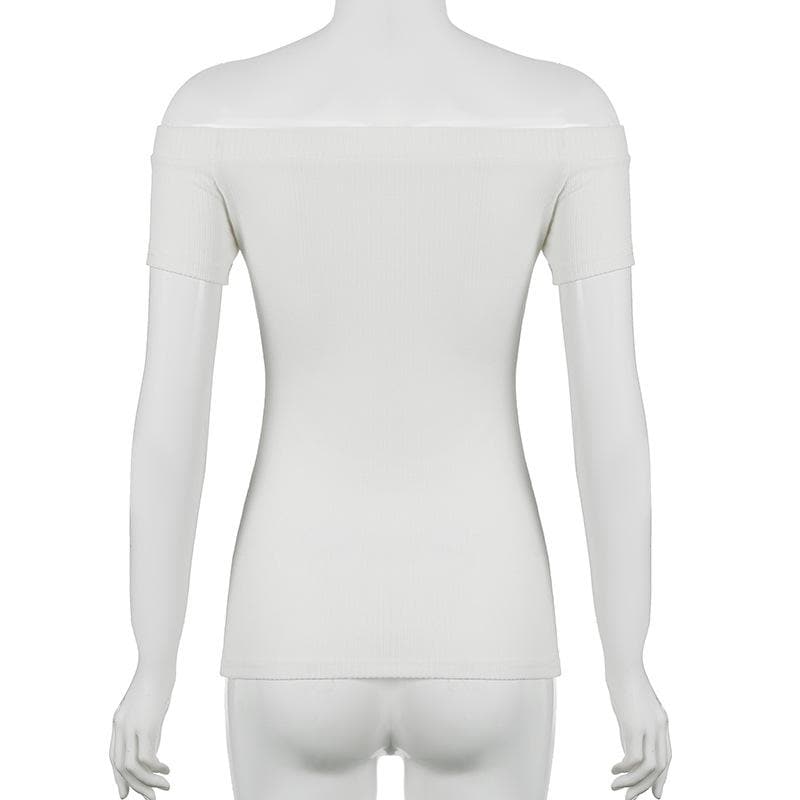 Haunted Web Off-Shoulder Ribbed Top | Edgy Fall Fashion & Halloween Ready