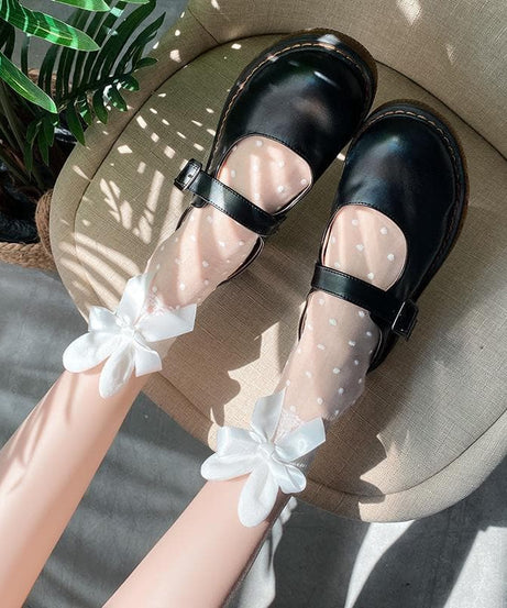 Chic Polka Dot Sheer Ankle Socks with Dainty Bows - Elevate Your Fall & Halloween Style