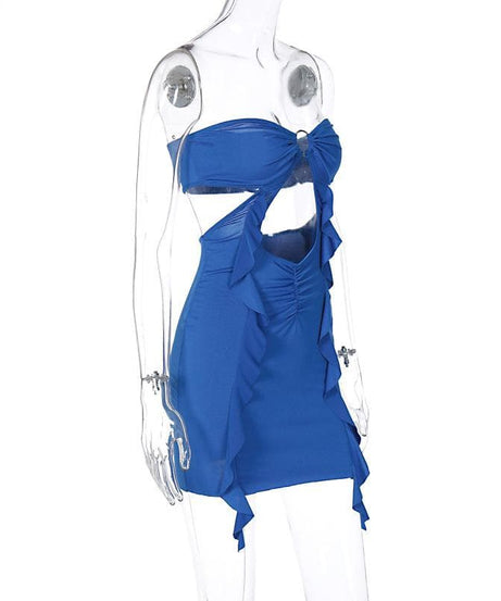 Electrifying Royal Blue Strapless Cutout Mini Dress - Holiday Party & Resort Getaway Ready