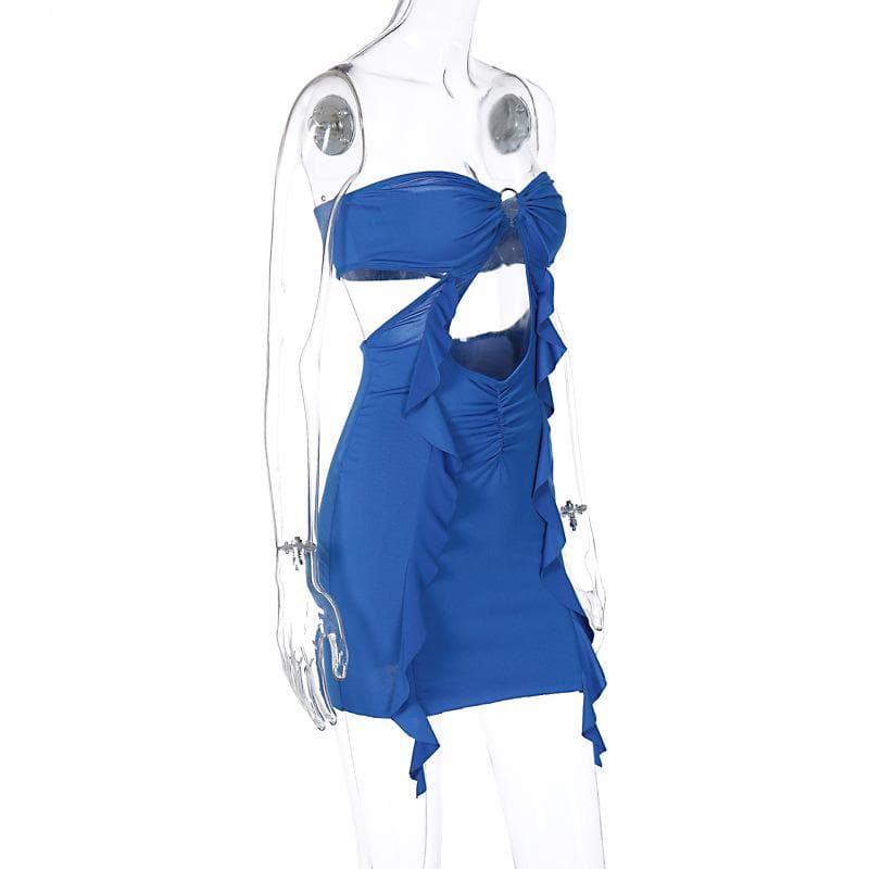Electrifying Royal Blue Strapless Cutout Mini Dress - Holiday Party & Resort Getaway Ready