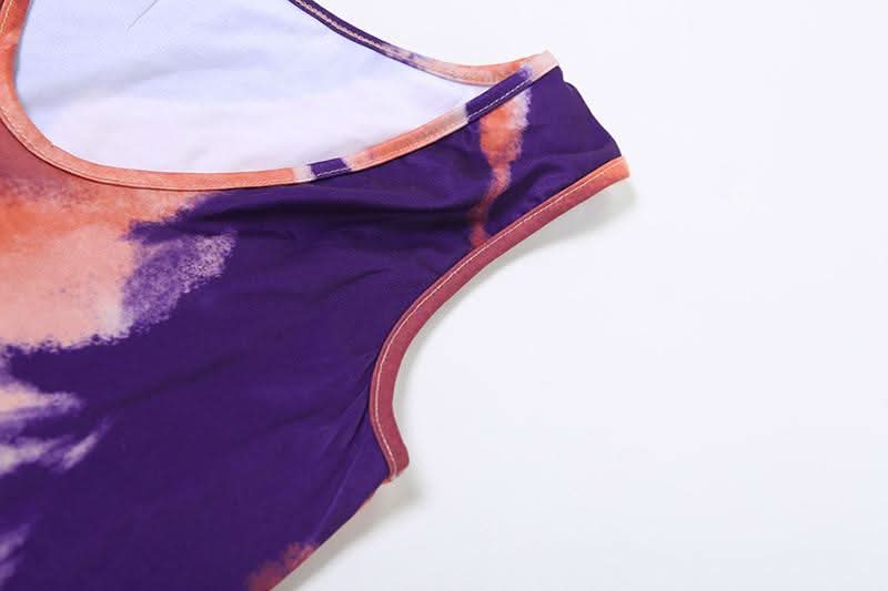 Mystic Hues Abstract Art Bodycon Mini Dress - Sleeveless Fall Statement