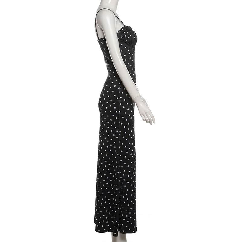 Timeless Chic Polka Dot Ruched Maxi Dress - Flattering Fit for Fall Evenings & Holiday Parties
