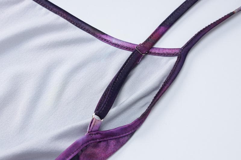 Elegant Amethyst Watercolor Maxi Dress - Square Neck Backless Slip for Fall/Holiday Season