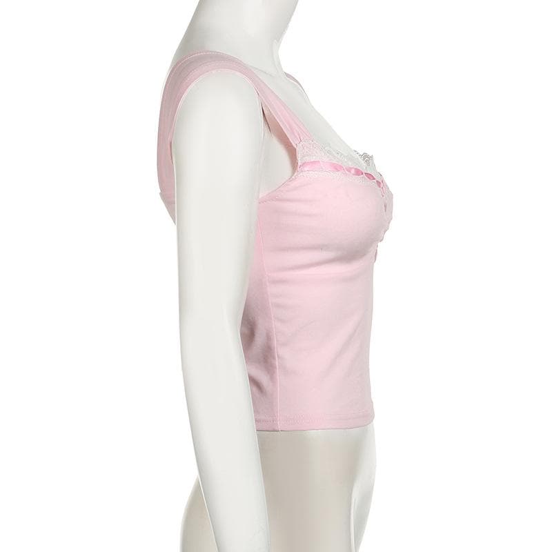 Blushing Pink Coquette Lace Cami Top | Ruched Sweetheart & Fall Layering Essential