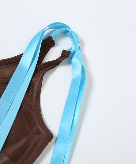 Coquette Dream Sheer Mesh Bow Tie Top & Pants Set | Y2K Fall Fashion