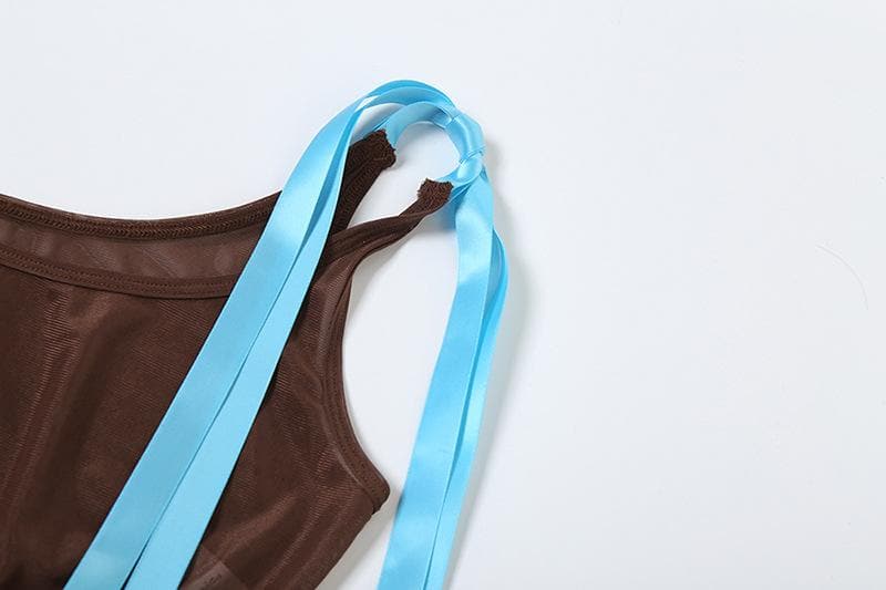 Coquette Dream Sheer Mesh Bow Tie Top & Pants Set | Y2K Fall Fashion