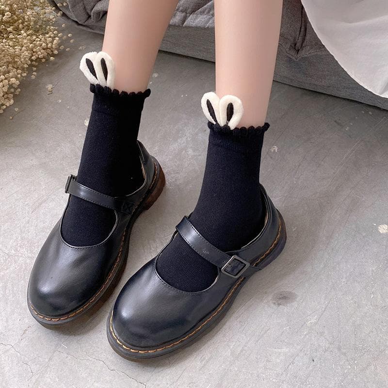 Whimsical Bunny Ears Ruffle Ankle Socks - Cozy Cute for Fall & Halloween!