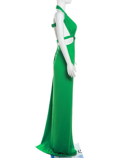 Show-Stopping Emerald Green Halter Cutout Maxi Dress - Your Ultimate Holiday Party & Getaway Glam