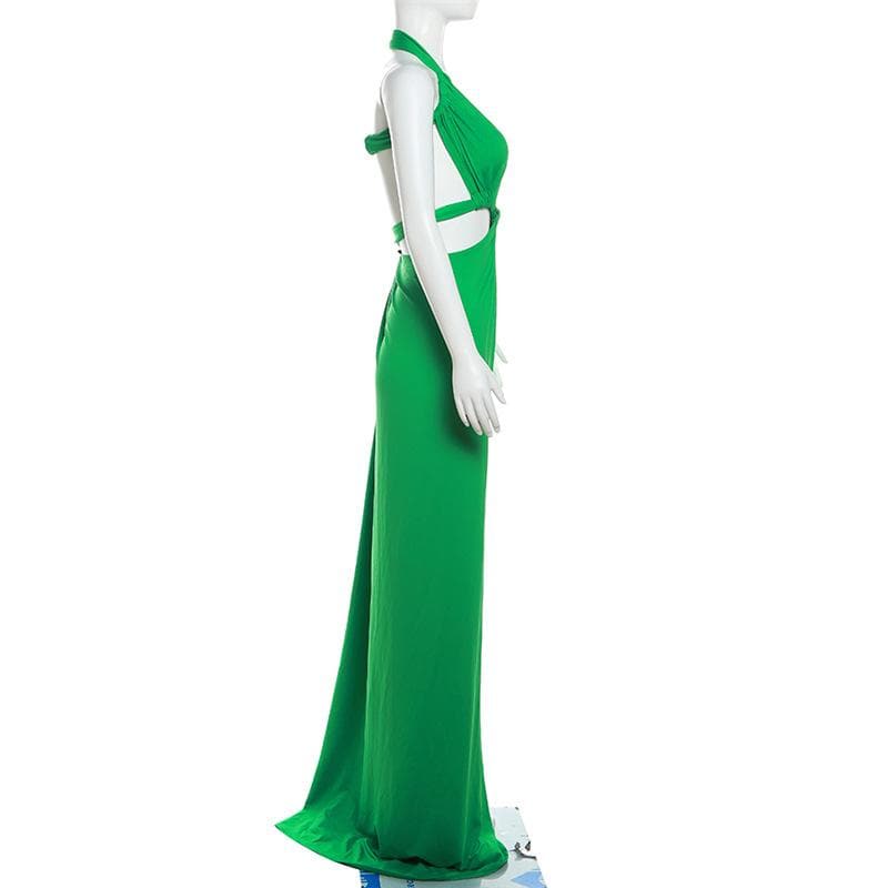 Show-Stopping Emerald Green Halter Cutout Maxi Dress - Your Ultimate Holiday Party & Getaway Glam