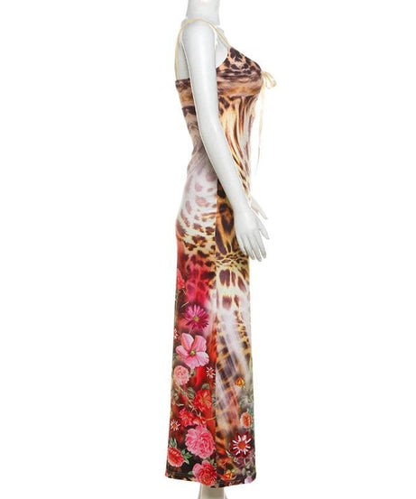 Wild Orchid Leopard Print Lace-Up Cami Maxi Dress - Your Chic Fall Getaway & Party Statement