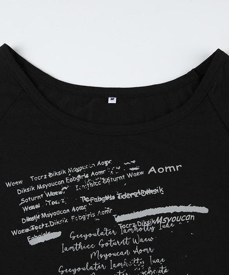 Women's Edgy Asymmetrical Graphic Tee | Fall Cotton Blend Top