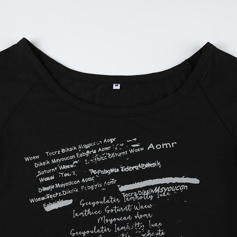 Women's Edgy Asymmetrical Graphic Tee | Fall Cotton Blend Top