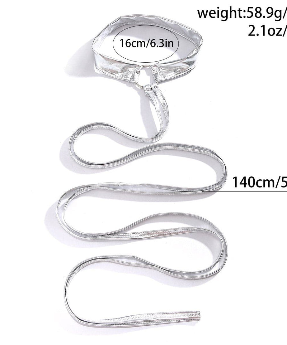 Glamorous Silver Metallic O-Ring Thigh Wraps - Dazzle This Halloween & Holiday Season!