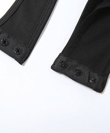 Ignite the Night: Edgy Cut-Out Mesh Bodysuit – Your Halloween & Fall Party Essential