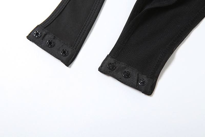 Ignite the Night: Edgy Cut-Out Mesh Bodysuit – Your Halloween & Fall Party Essential