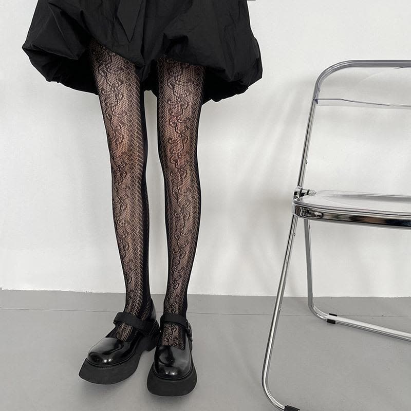 Chic Lace Pattern Fishnet Tights – Your Must-Have for Fall Fashion & Halloween
