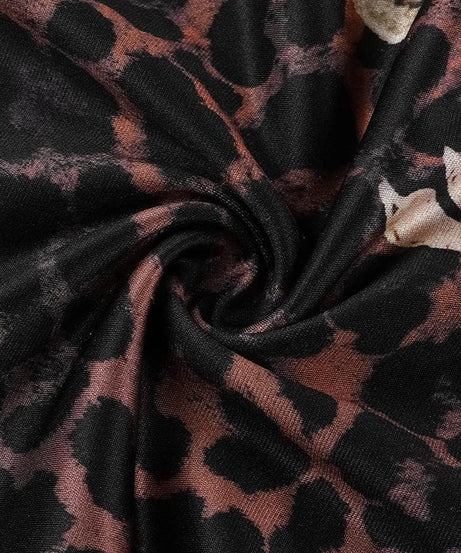 Chic Leopard & Gold Floral Slip Dress | Asymmetrical Cowl Neck Midi for Fall & Holiday Parties