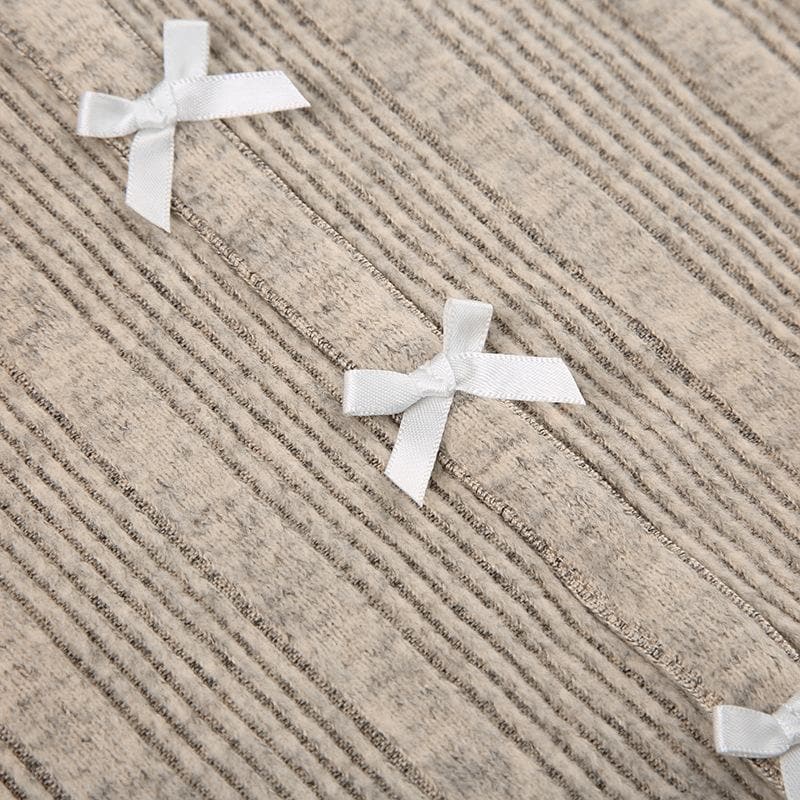 Autumn Coquette Ribbed Knit Crop Top: Layered Halter, Ruffles & Bows