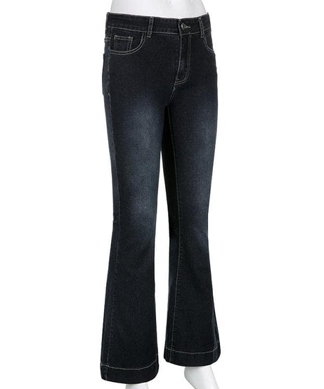 Women's Flattering Dark Wash Flare Jeans with Stretch - Fall Style Staple