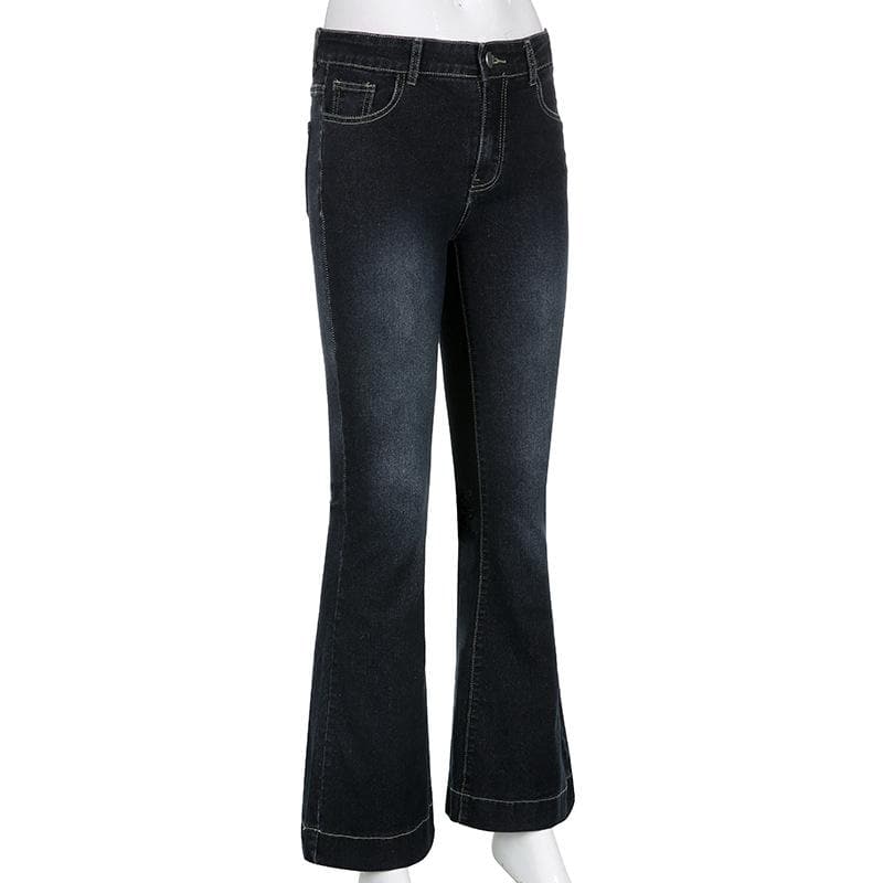 Women's Flattering Dark Wash Flare Jeans with Stretch - Fall Style Staple