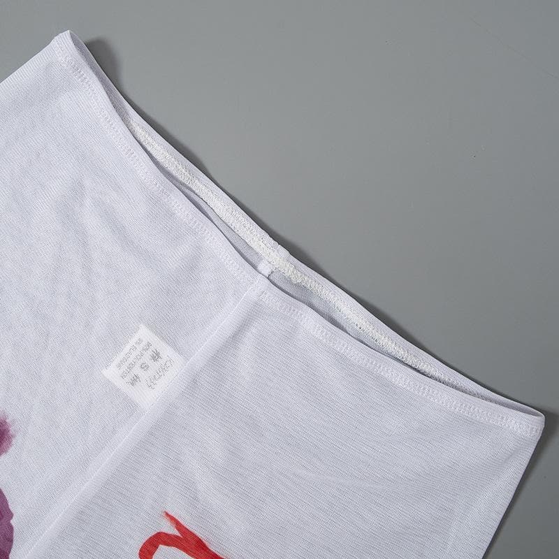 Love Blooms Fall Set: Women's Floral Sheer Top & 'I Love You' Graphic Stirrup Leggings
