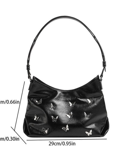 Whimsical Butterfly Charm Vegan Leather Shoulder Bag – Chic Fall Hobo Style