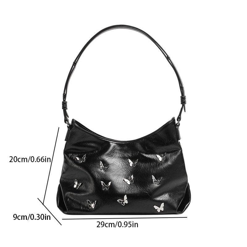 Whimsical Butterfly Charm Vegan Leather Shoulder Bag – Chic Fall Hobo Style