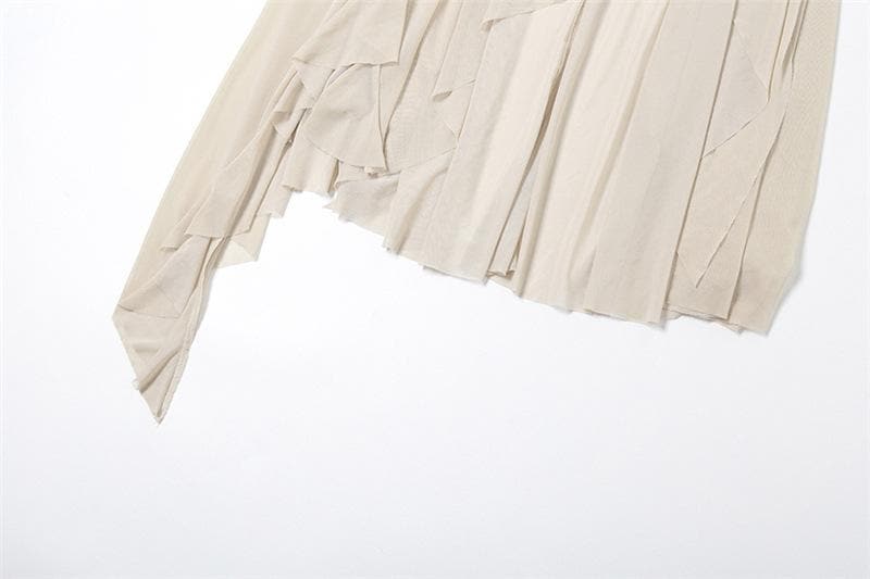 Bewitching Black Asymmetrical Mesh Midi Skirt - Edgy Fall & Halloween Essential