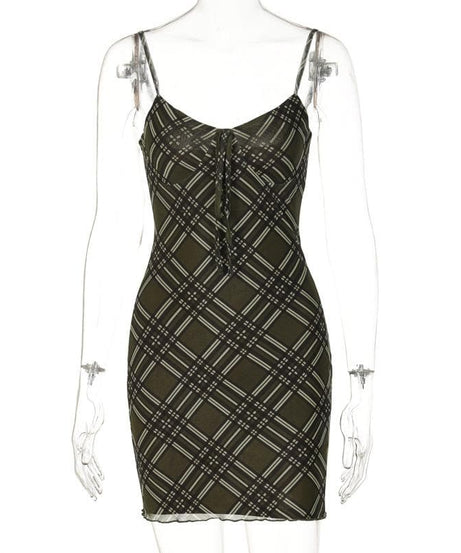 Effortless Autumn Plaid Tie-Front Bodycon Mini Dress | Chic Fall Style