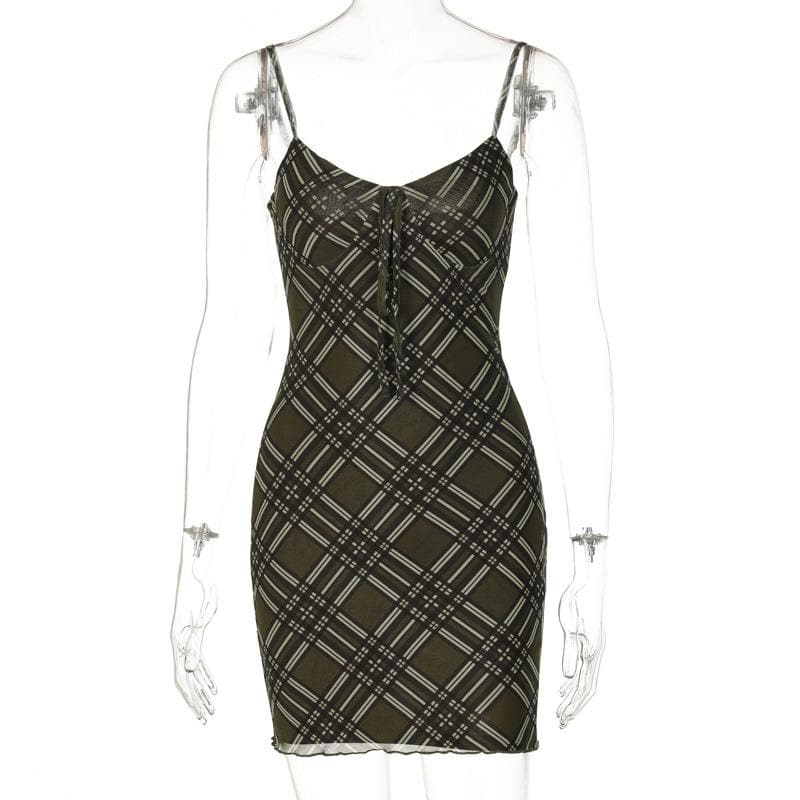 Effortless Autumn Plaid Tie-Front Bodycon Mini Dress | Chic Fall Style