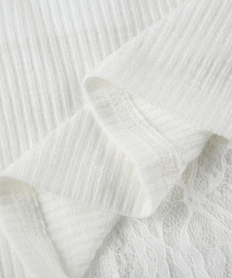 Effortless Fall Chic: Layered Off-Shoulder Ruched Top with Delicate Lace Trim