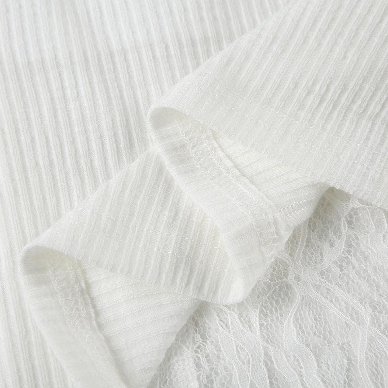 Effortless Fall Chic: Layered Off-Shoulder Ruched Top with Delicate Lace Trim